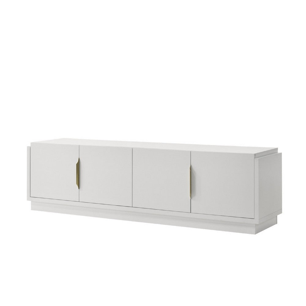 Penny TV Stand Media Cabinet | Adjustable Shelves | 4 Doors White Wood