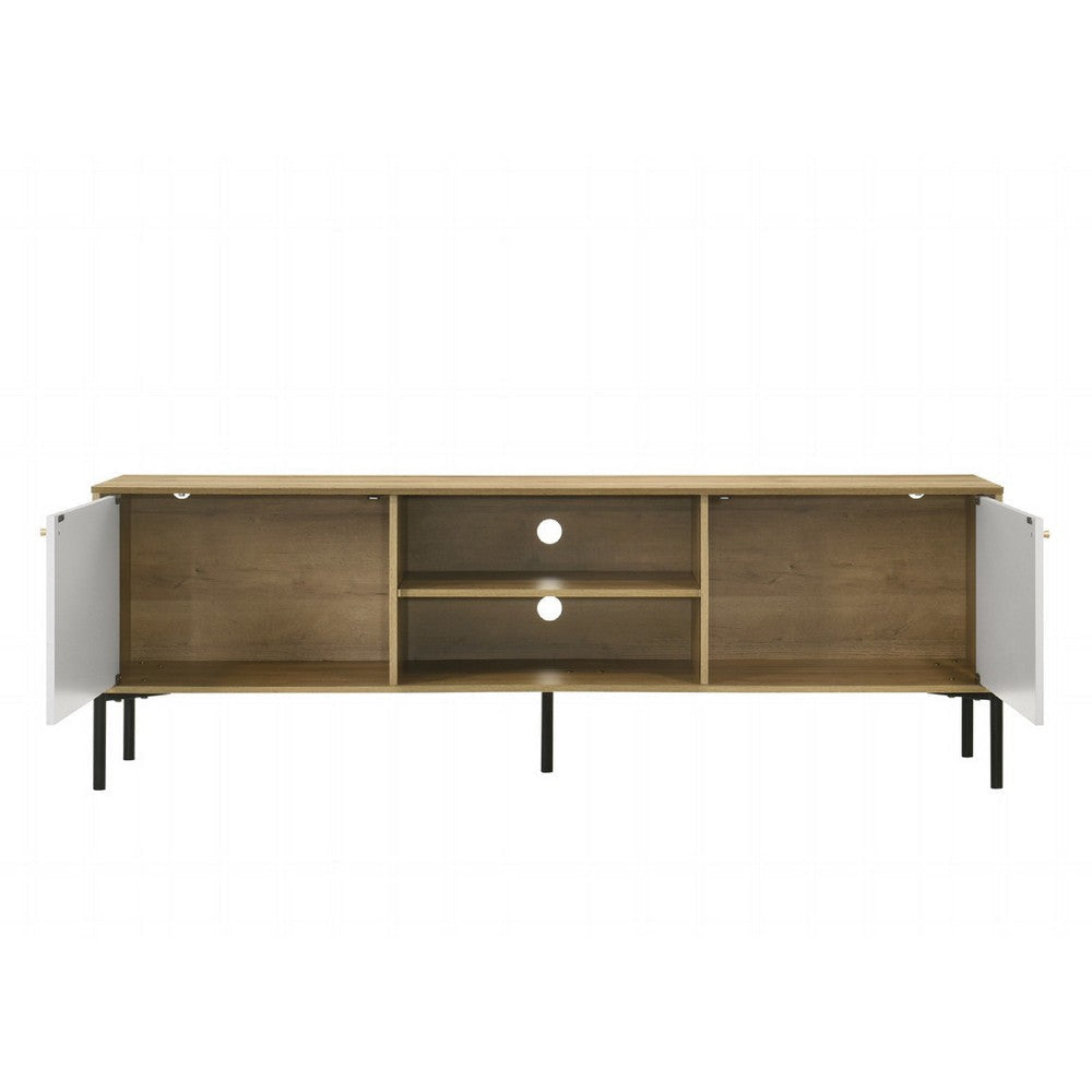 Brick TV Stand Cabinet with 2 Doors | Black Metal | White | Oak Brown BM335504