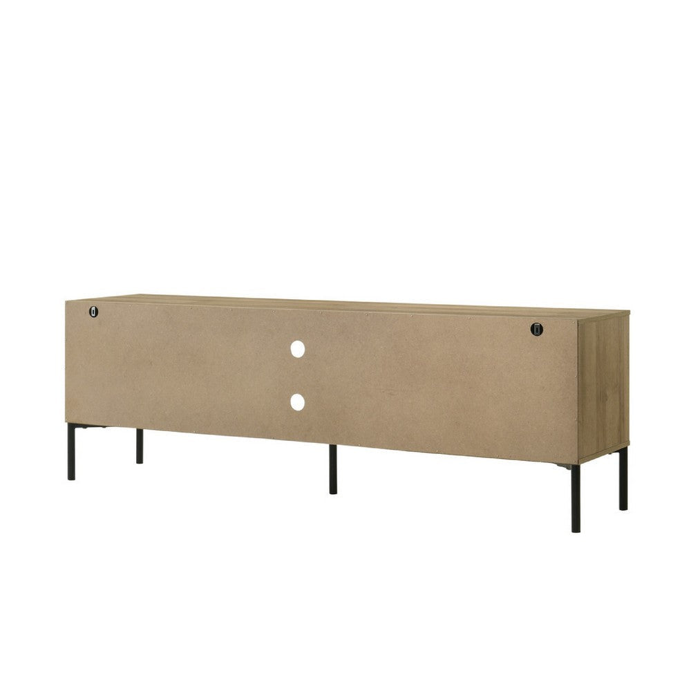 Brick TV Stand Cabinet with 2 Doors | Black Metal | White | Oak Brown BM335504