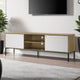 Brick TV Stand Cabinet with 2 Doors | Black Metal | White | Oak Brown