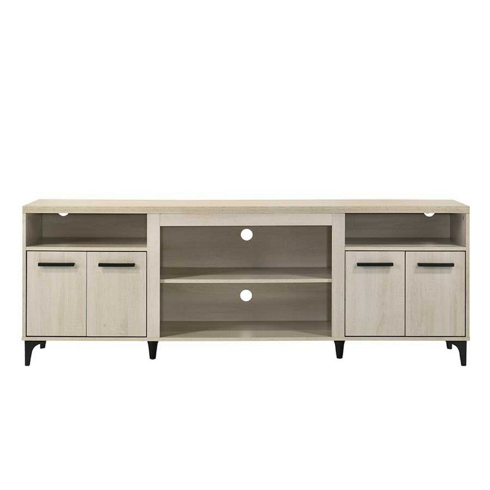 Evans TV Stand Media Cabinet | 4 Doors and Adjustable Shelf Oak Brown BM335505