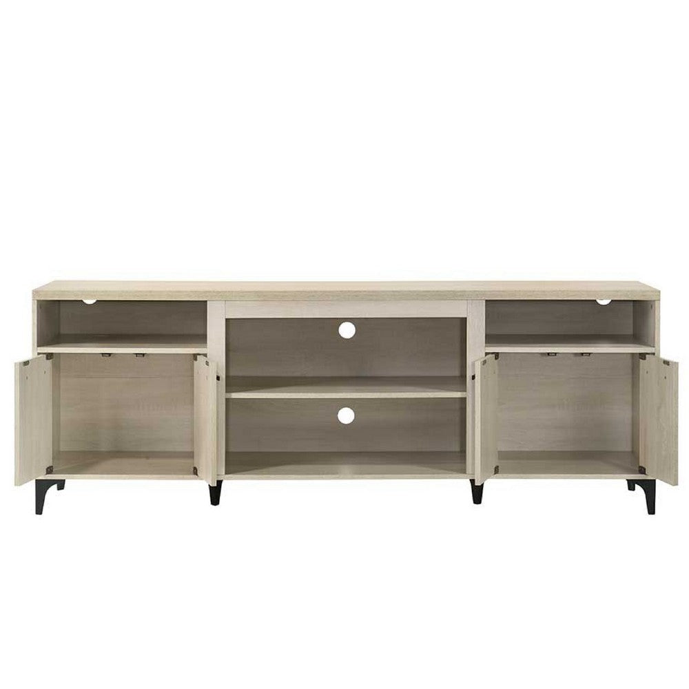 Evans TV Stand Media Cabinet | 4 Doors and Adjustable Shelf Oak Brown BM335505