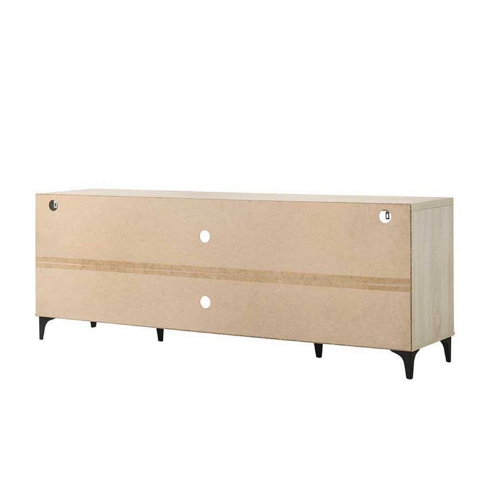 Evans TV Stand Media Cabinet | 4 Doors and Adjustable Shelf Oak Brown BM335505
