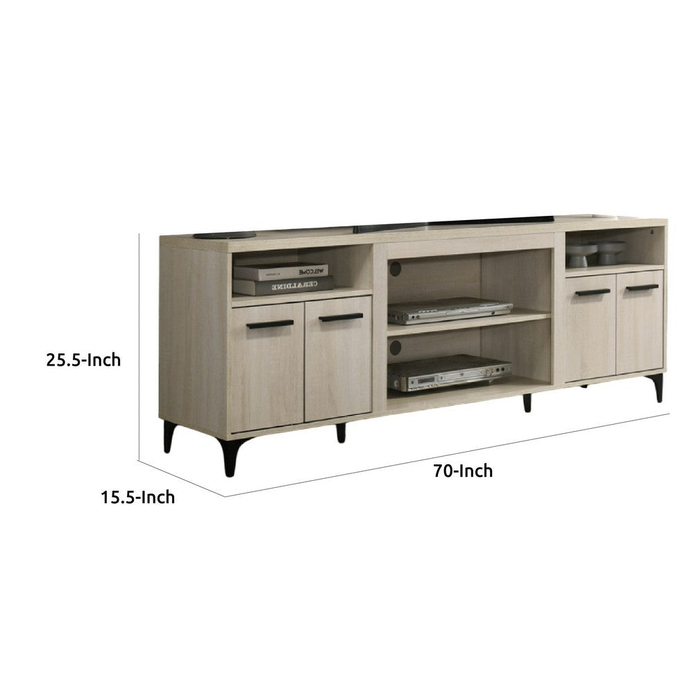 Evans TV Stand Media Cabinet | 4 Doors and Adjustable Shelf Oak Brown BM335505