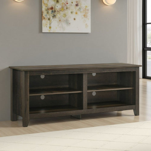 Trove TV Stand Media Cabinet w Open Shelves | Dusty Oak Brown 58"