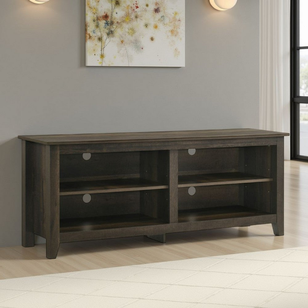 Trove TV Stand Media Cabinet w Open Shelves | Dusty Oak Brown 58"