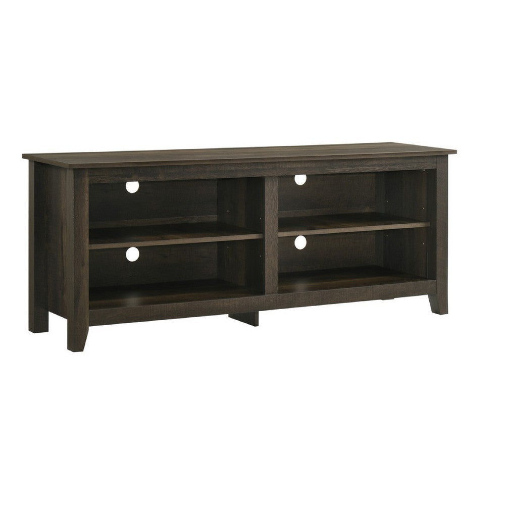 Trove TV Stand Media Cabinet w Open Shelves | Dusty Oak Brown 58"