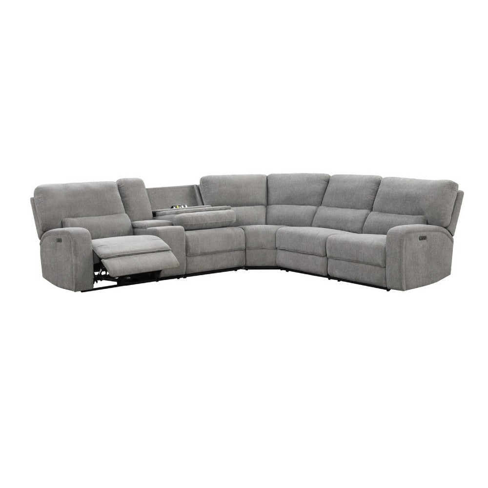 Tonie Power Recliner Sectional Sofa | Cupholders Gray Chenille 114’’ BM335508