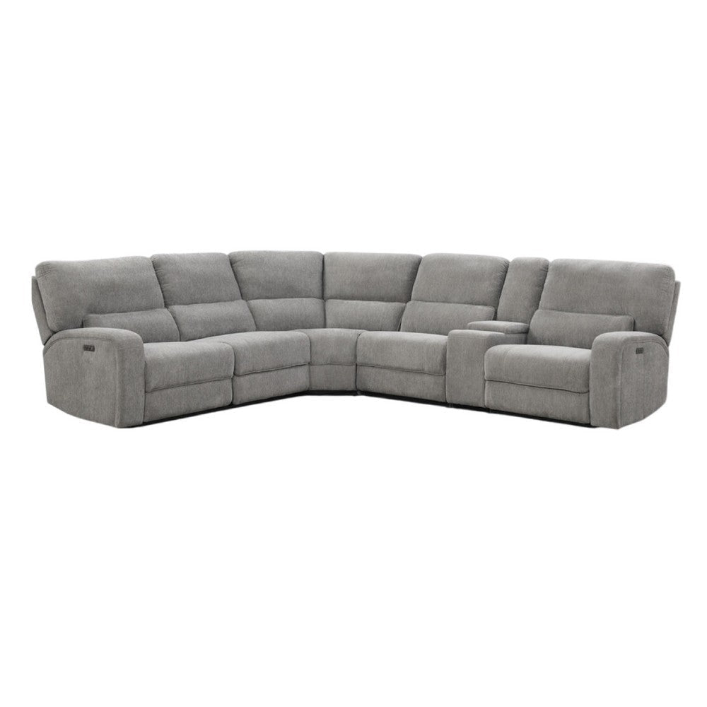 Tonie Power Recliner Sectional Sofa | Cupholders Gray Chenille 114’’ BM335508