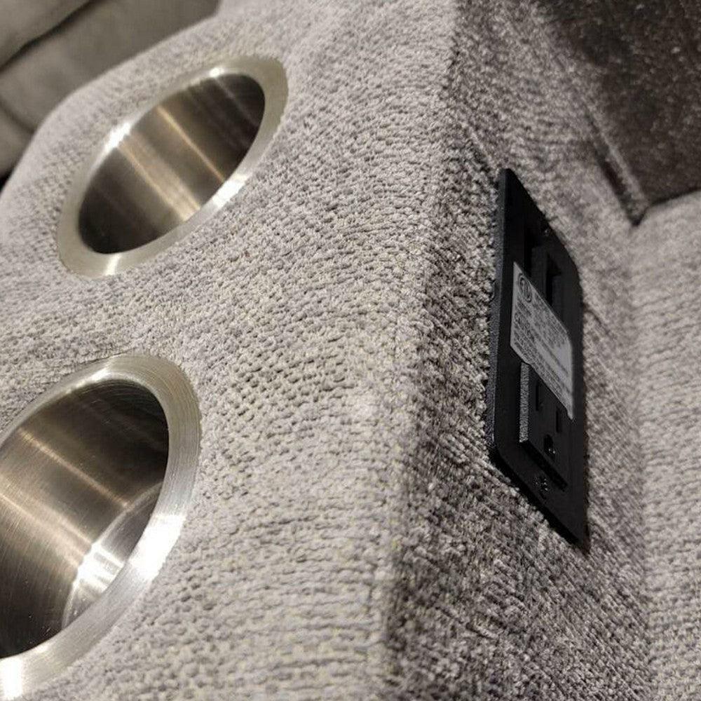 Tonie Power Recliner Sectional Sofa | Cupholders Gray Chenille 114’’ BM335508