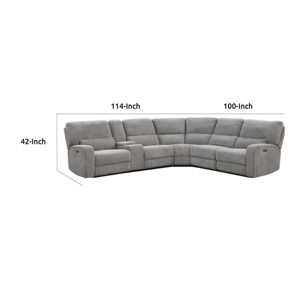 Tonie Power Recliner Sectional Sofa | Cupholders Gray Chenille 114’’ BM335508