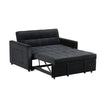 Marve Convertible Sleeper Loveseat | Side Pockets | Black Velvet 54’’ BM335516