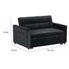 Marve Convertible Sleeper Loveseat | Side Pockets | Black Velvet 54’’ BM335516