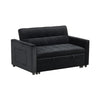 Marve Convertible Sleeper Loveseat | Side Pockets | Black Velvet 54"