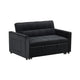 Marve Convertible Sleeper Loveseat | Side Pockets | Black Velvet 54"