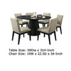 Bili 7pc Round Dining Table Set with 6 Beige Chairs | Black Wood BM335517