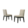 Bili 7pc Round Dining Table Set with 6 Beige Chairs | Black White Wood BM335518