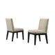 Bili 7pc Round Dining Table Set with 6 Beige Chairs | Black White Wood BM335518