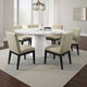 Bili 7pc Round Dining Table Set with 6 Beige Chairs | Black White Wood