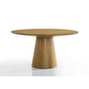 Bili 7pc Round Dining Table Set w 6 Beiige Chairs | Brown Solid Wood