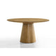 Bili 7pc Round Dining Table Set w 6 Beiige Chairs | Brown Solid Wood