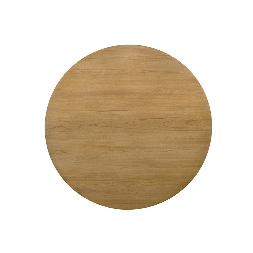 Bili 7pc Round Dining Table Set w 6 Beiige Chairs | Brown Solid Wood
