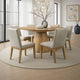 Bili 7pc Round Dining Table Set w 6 Beiige Chairs | Brown Solid Wood