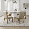 Bili 7pc Round Dining Table Set with 6 Beige Chairs | Brown White Wood