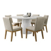 Bili 7pc Round Dining Table Set with 6 Beige Chairs | Brown White Wood
