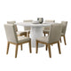 Bili 7pc Round Dining Table Set with 6 Beige Chairs | Brown White Wood