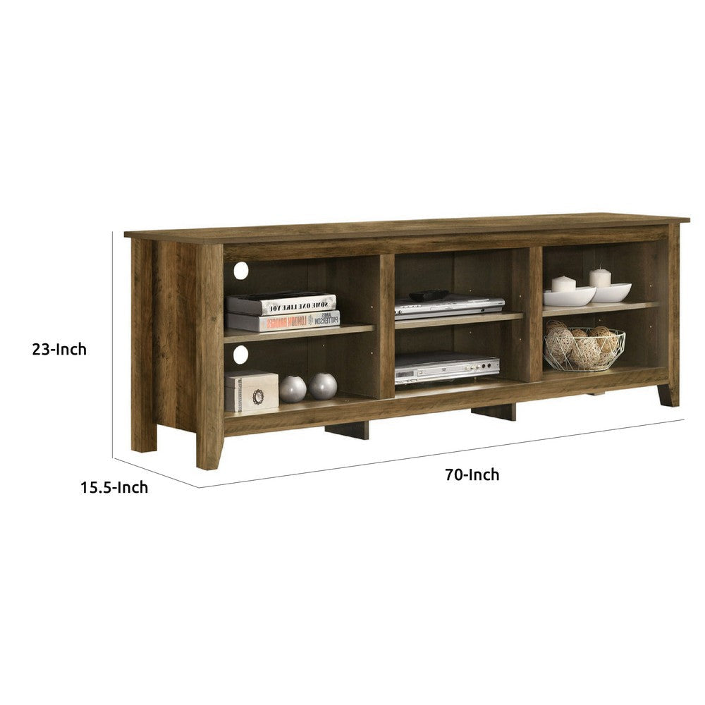 Nitto TV Stand Media Cabinet | Adjustable Shelves | Oak Brown 70’’ BM335521