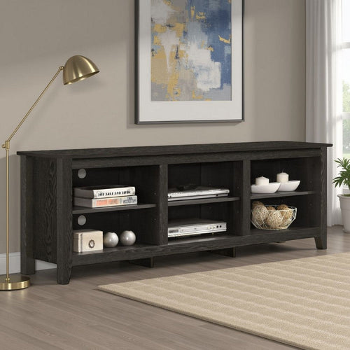 Nitto TV Stand Media Cabinet | Adjustable Open Shelf | Dark Gray 70"