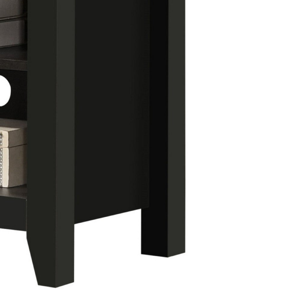 Nitto TV Stand Media Cabinet | Adjustable Shelves | Black Wood 70’’ BM335523