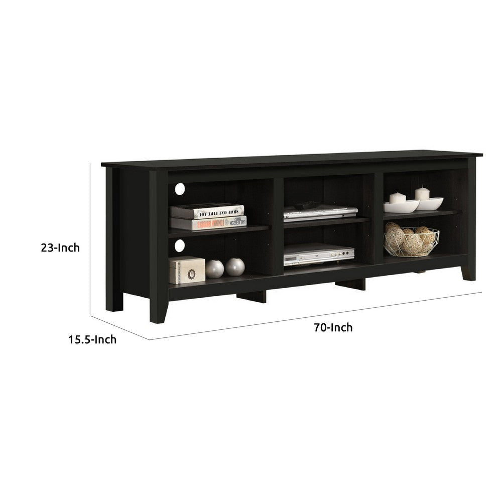 Nitto TV Stand Media Cabinet | Adjustable Shelves | Black Wood 70’’ BM335523
