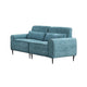 Tiu 2pc Sofa | Loveseat Set | 4 Pillows | Black Metal | Blue Chenille