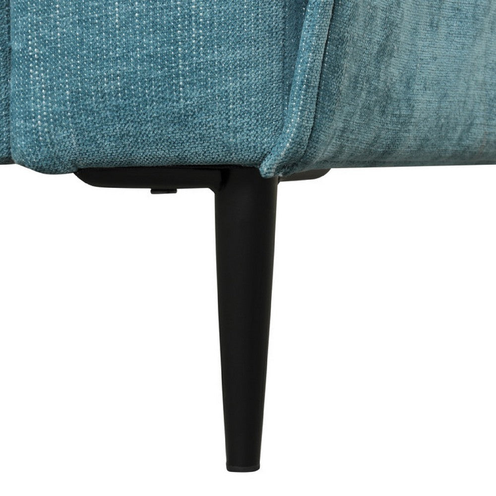 Tiu 2pc Sofa | Loveseat Set | 4 Pillows | Black Metal | Blue Chenille