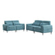 Tiu 2pc Sofa | Loveseat Set | 4 Pillows | Black Metal | Blue Chenille
