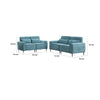 Tiu 2pc Sofa | Loveseat Set | 4 Pillows | Black Metal | Blue Chenille