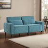 Tiu 2pc Sofa | Loveseat Set | 4 Pillows | Black Metal | Blue Chenille