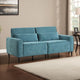 Tiu 2pc Sofa | Loveseat Set | 4 Pillows | Black Metal | Blue Chenille