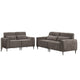 Tiu 2pc Sofa | Loveseat Set | 4 Pillows | Black Metal | Gray Chenille