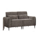 Tiu 2pc Sofa | Loveseat Set | 4 Pillows | Black Metal | Gray Chenille