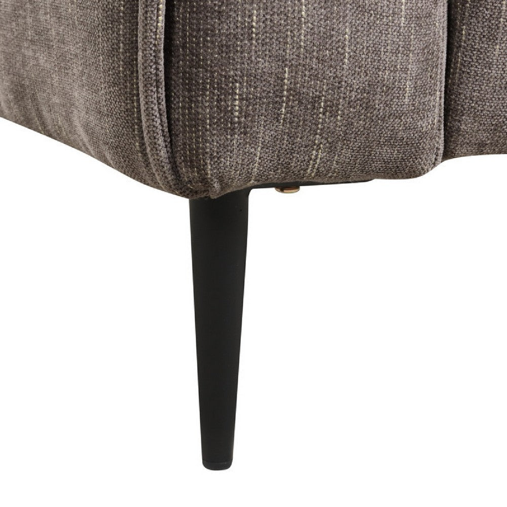 Tiu 2pc Sofa | Loveseat Set | 4 Pillows | Black Metal | Gray Chenille