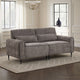 Tiu 2pc Sofa | Loveseat Set | 4 Pillows | Black Metal | Gray Chenille