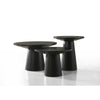 Bili 3pc Round Coffee | End and Console Table Set | Ebony Black Wood BM335528