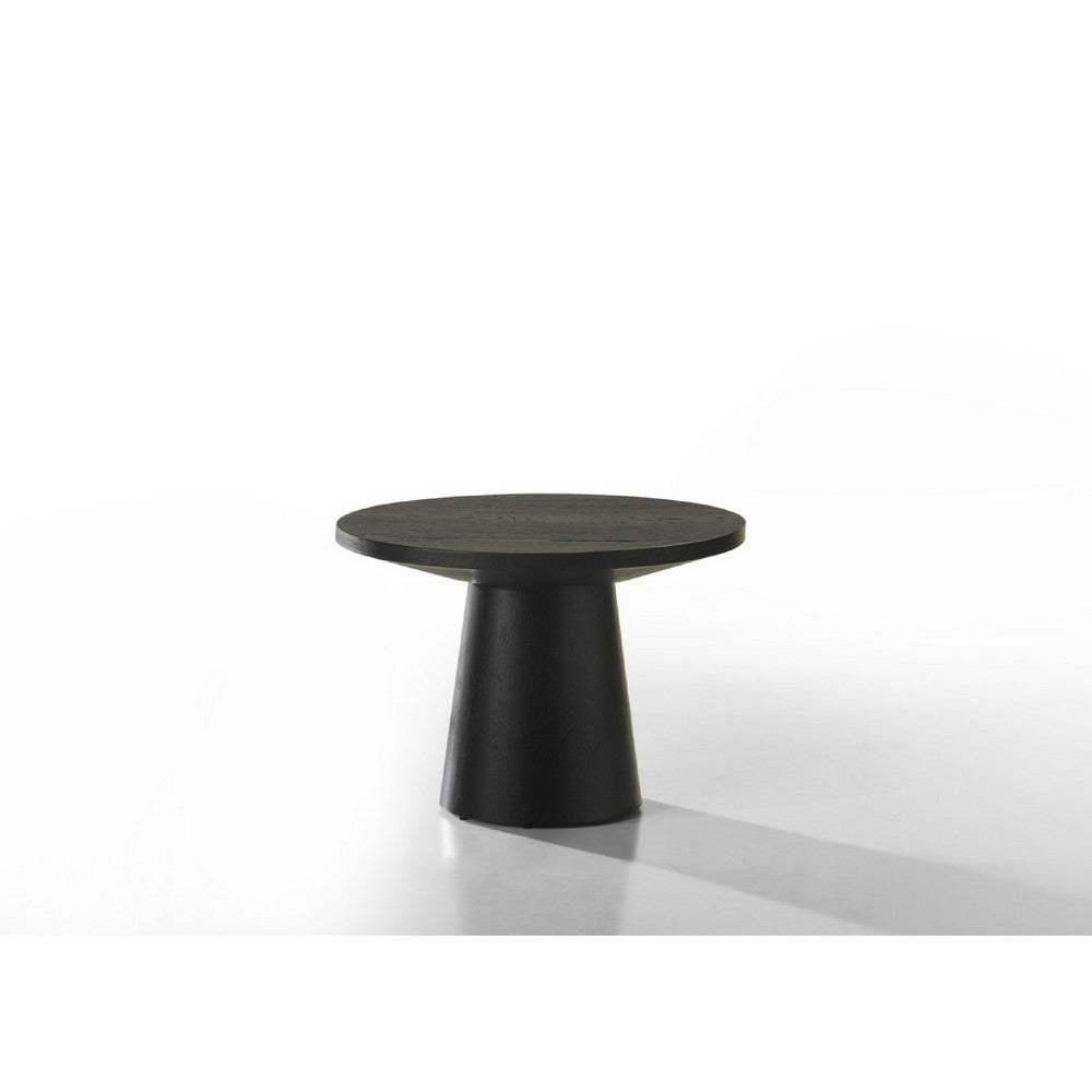 Bili 3pc Round Coffee | End and Console Table Set | Ebony Black Wood BM335528
