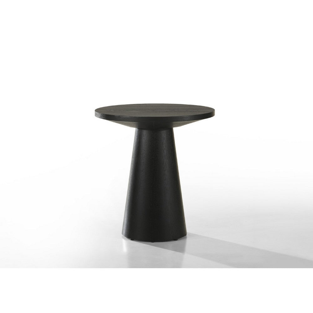 Bili 3pc Round Coffee | End and Console Table Set | Ebony Black Wood BM335528