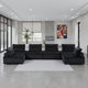 Alaya U Shaped Modular Sectional Sofa | Black Tufted Velvet | 160"