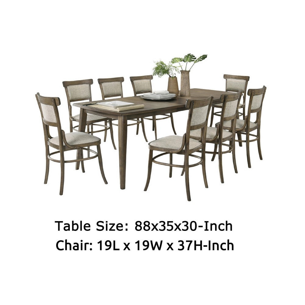 Yuki 72-88’’ Extendable Dining Table Set with 8 Off White Chairs BM335531