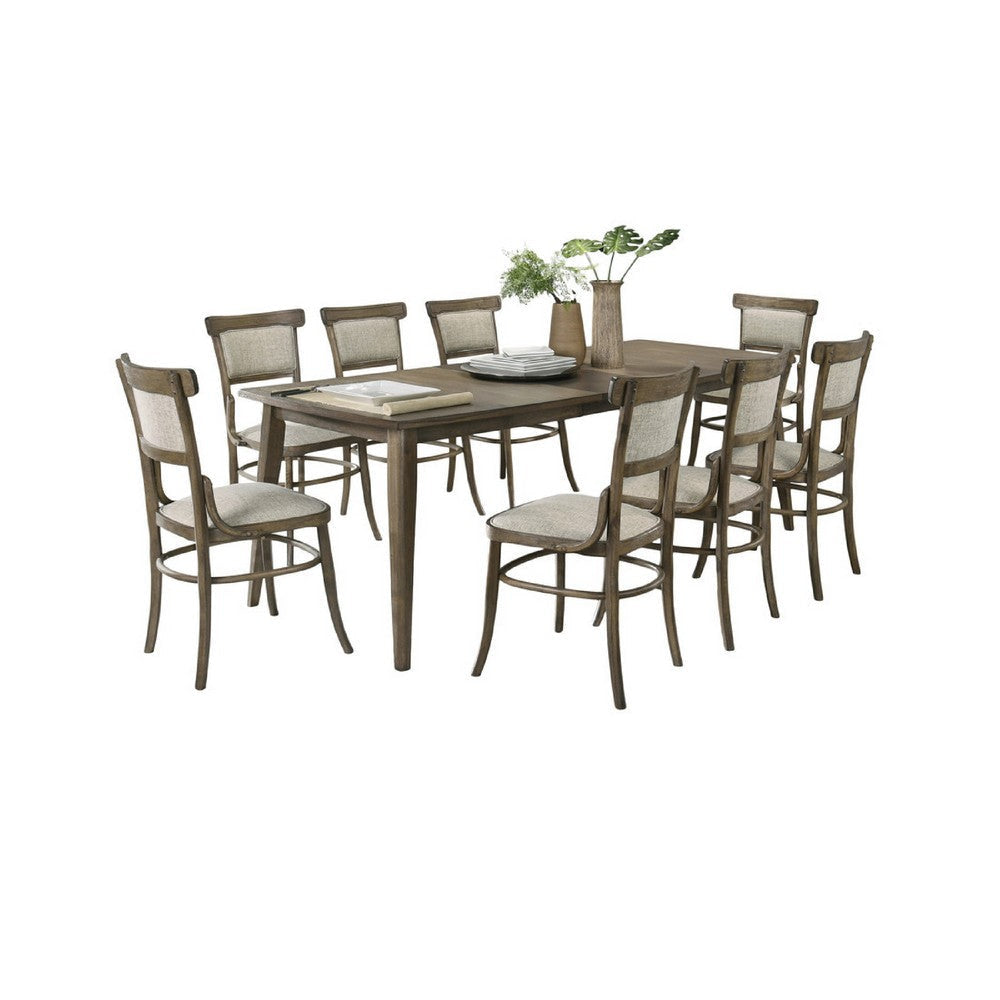 Yuki 72-88" Extendable Dining Table Set with 8 Off White Chairs